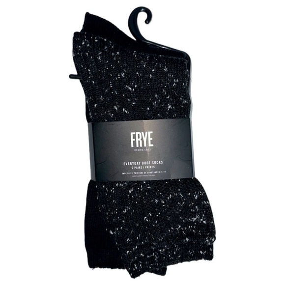 FRYE 2 Pairs Everyday Boot Socks Black & Speckle Women's Shoe Size 5-10 NWT - Picture 1 of 4